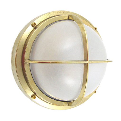 Solid Brass Bulkhead Light with Cross Bar