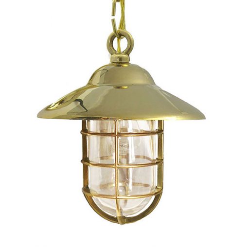 Shiplights Bulkhead Chain Pendant in Unlacquered Brass (C-3)Shiplights Bulkhead Chain Pendant in Unlacquered Brass (C-3)