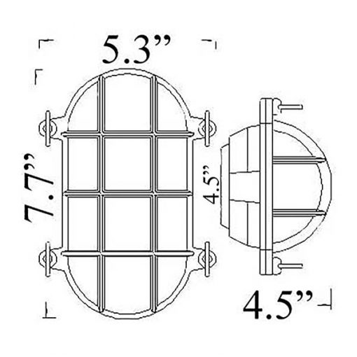 Oval Cage Bulkhead Sconce Diagram (O-1)