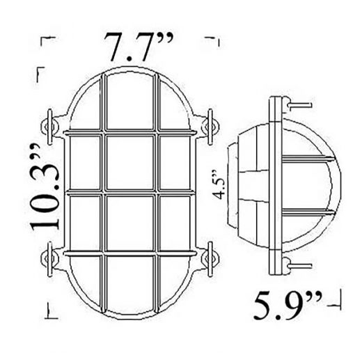 Nautical Oval Cage Bulkhead Sconce Diagram by Shiplights