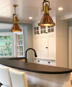 Nautical Kitchen with Cargo Salvaged Pendants