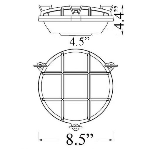 Round Cage Bulkhead Sconce Diagram by Shiplights R-1