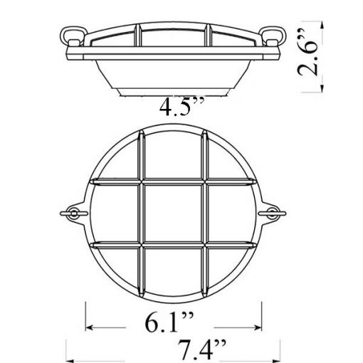 Small Round Bulkhead Sconce Diagram by Shiplights R-2