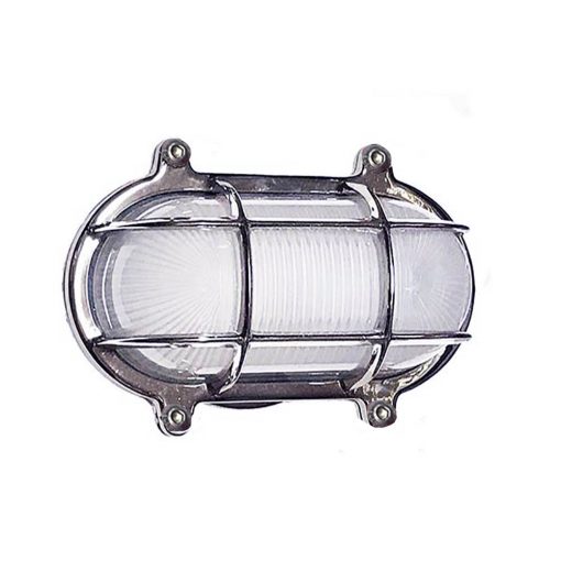 Chrome Oval Cage Bulkhead Sconce by Shiplights